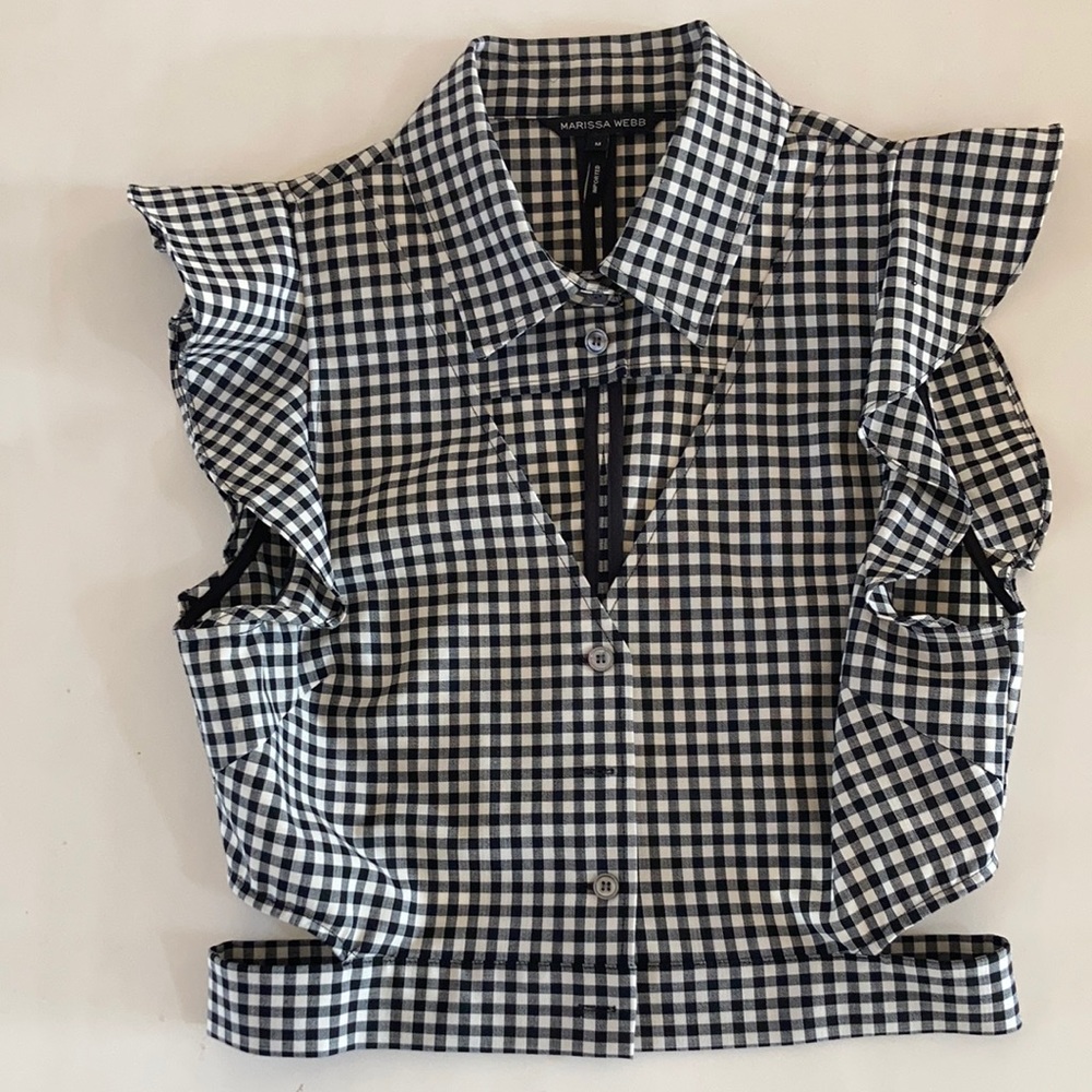 Marissa Webb Gingham Check Crop Top